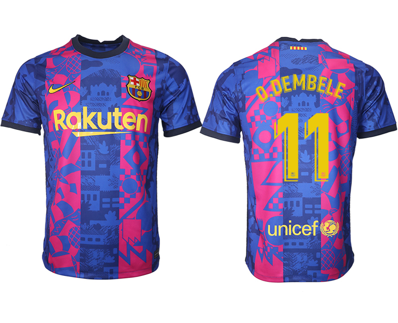 Men 2021-2022 Club Barcelona blue training suit aaa version #11 Soccer Jersey